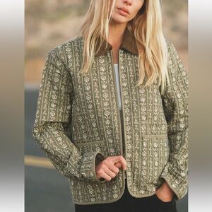 Rhythm Floral Quilted Utility Jacket in Dusty Olive